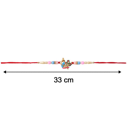 Size reference for premium peacock motif rakhi