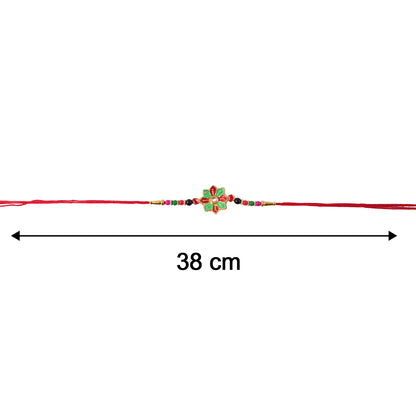 Size display of floral design rakhi