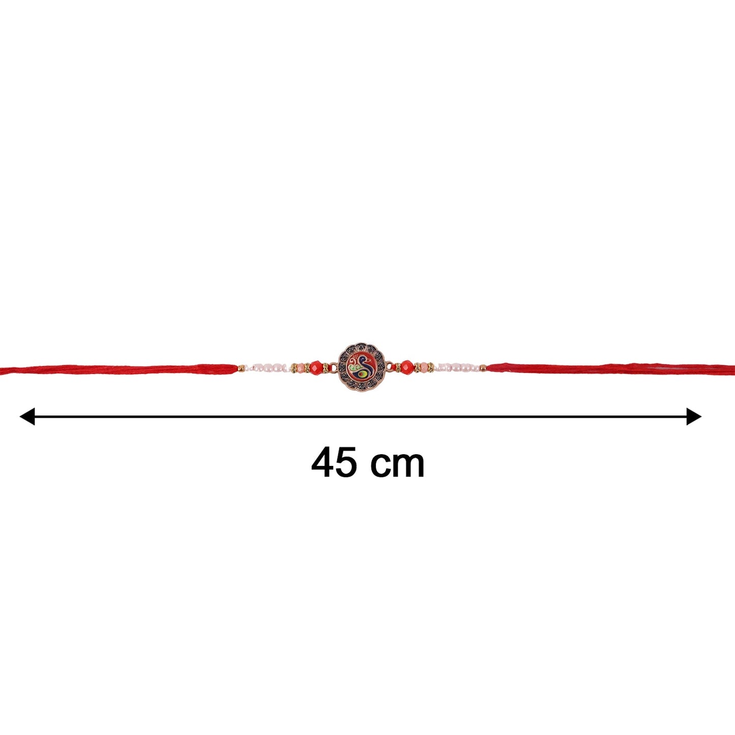 Size reference image for Classic Peacock Designer Rakhi