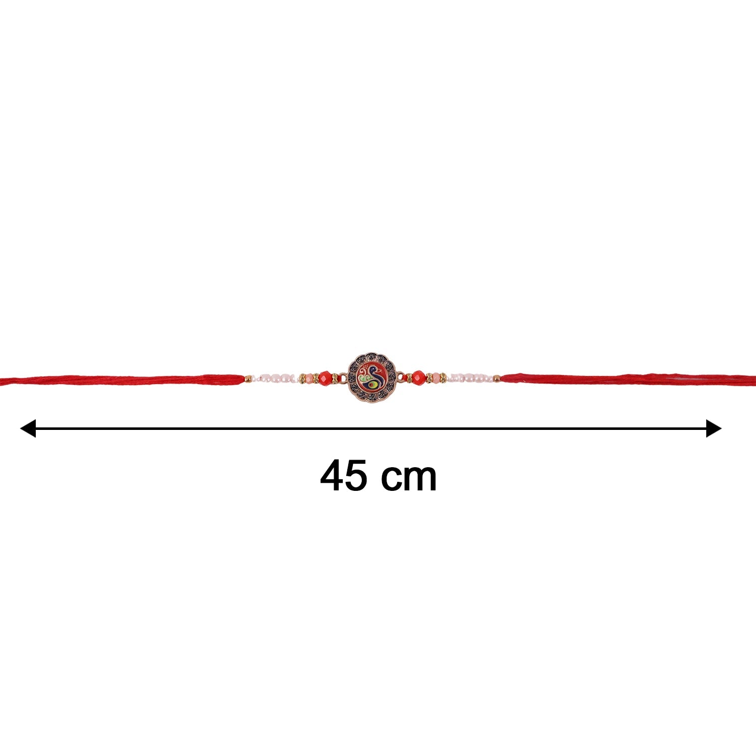 Size reference image for Classic Peacock Designer Rakhi