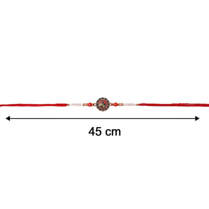 Size reference image for Classic Peacock Designer Rakhi
