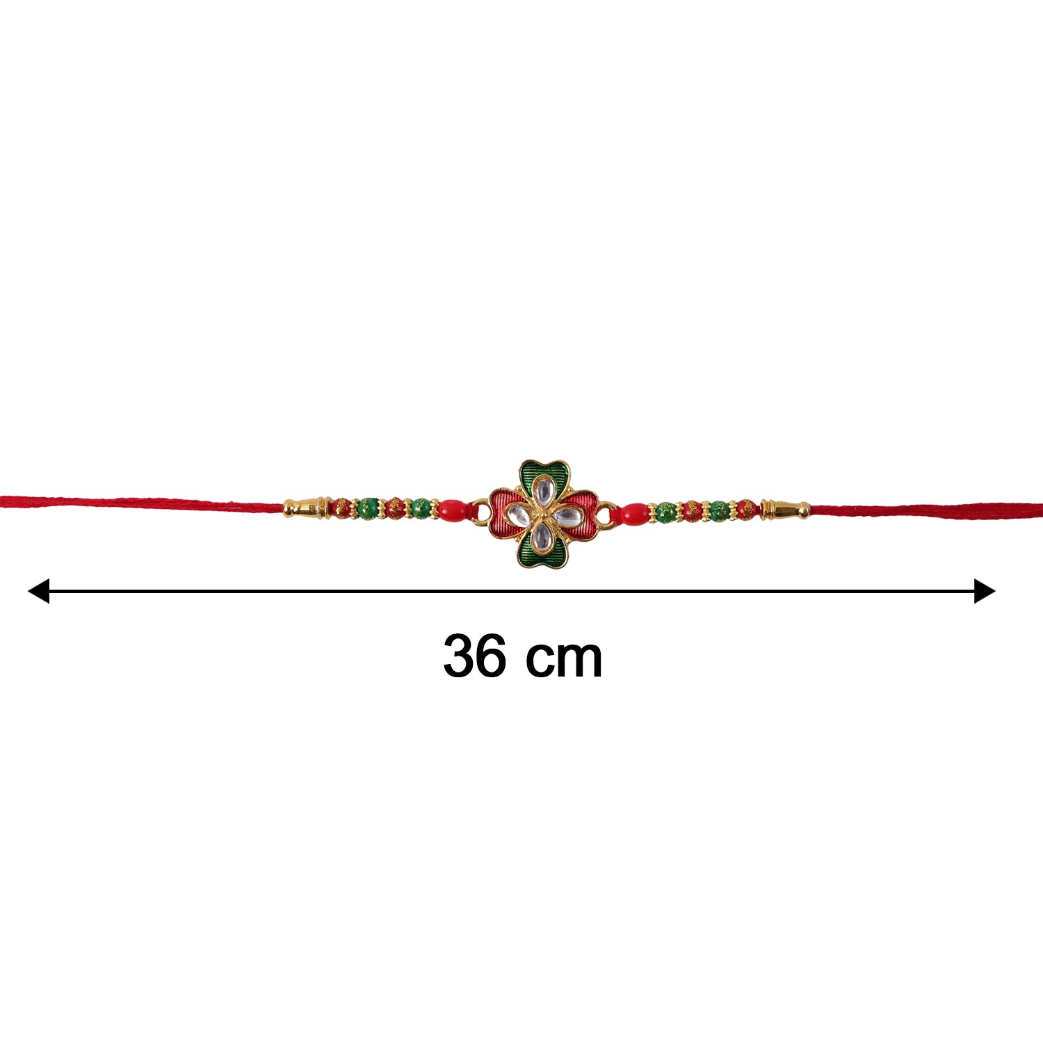 Size reference image of floral stone designer rakhi