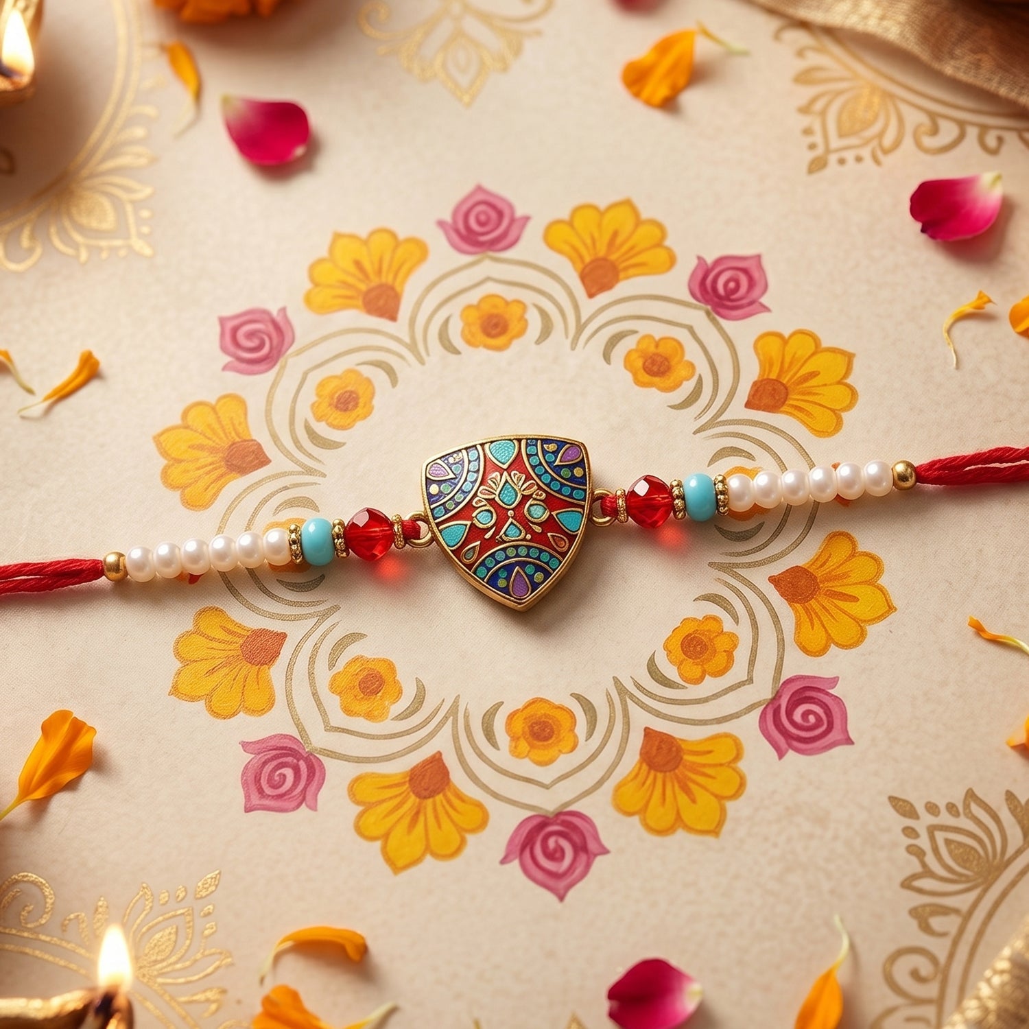 Rakhi tie thread and decorative design