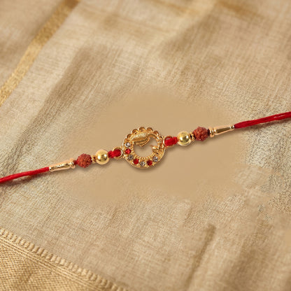 Intricate details of designer Rakhi centerpiece