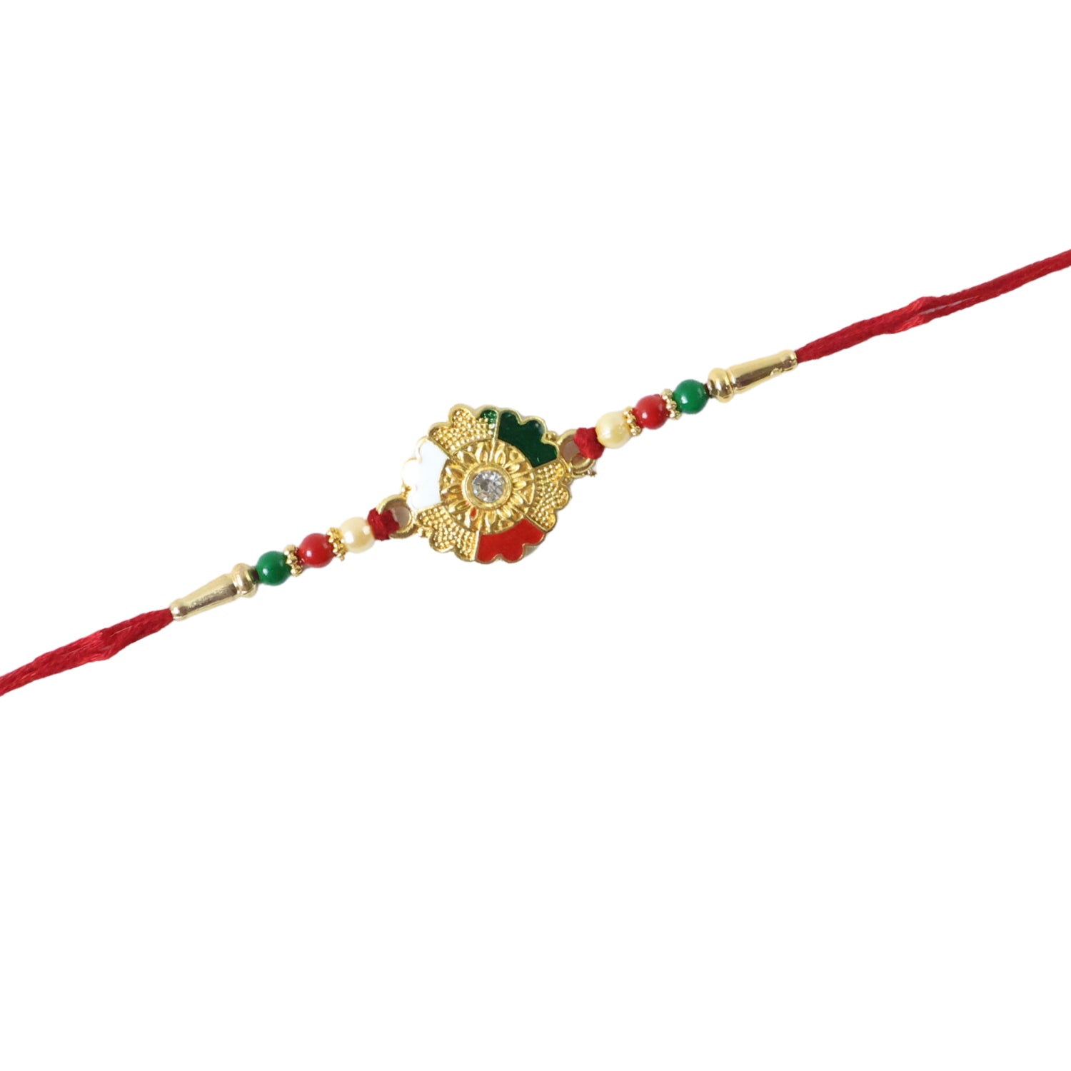 Festive Rakhi with ornamental centerpiece
