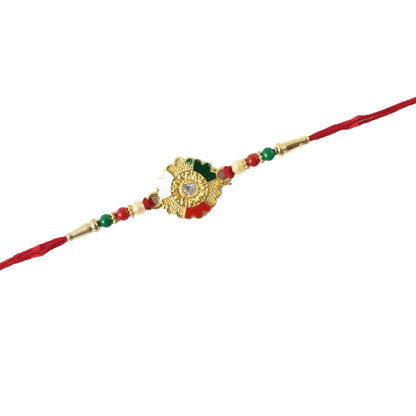 Festive Rakhi with ornamental centerpiece