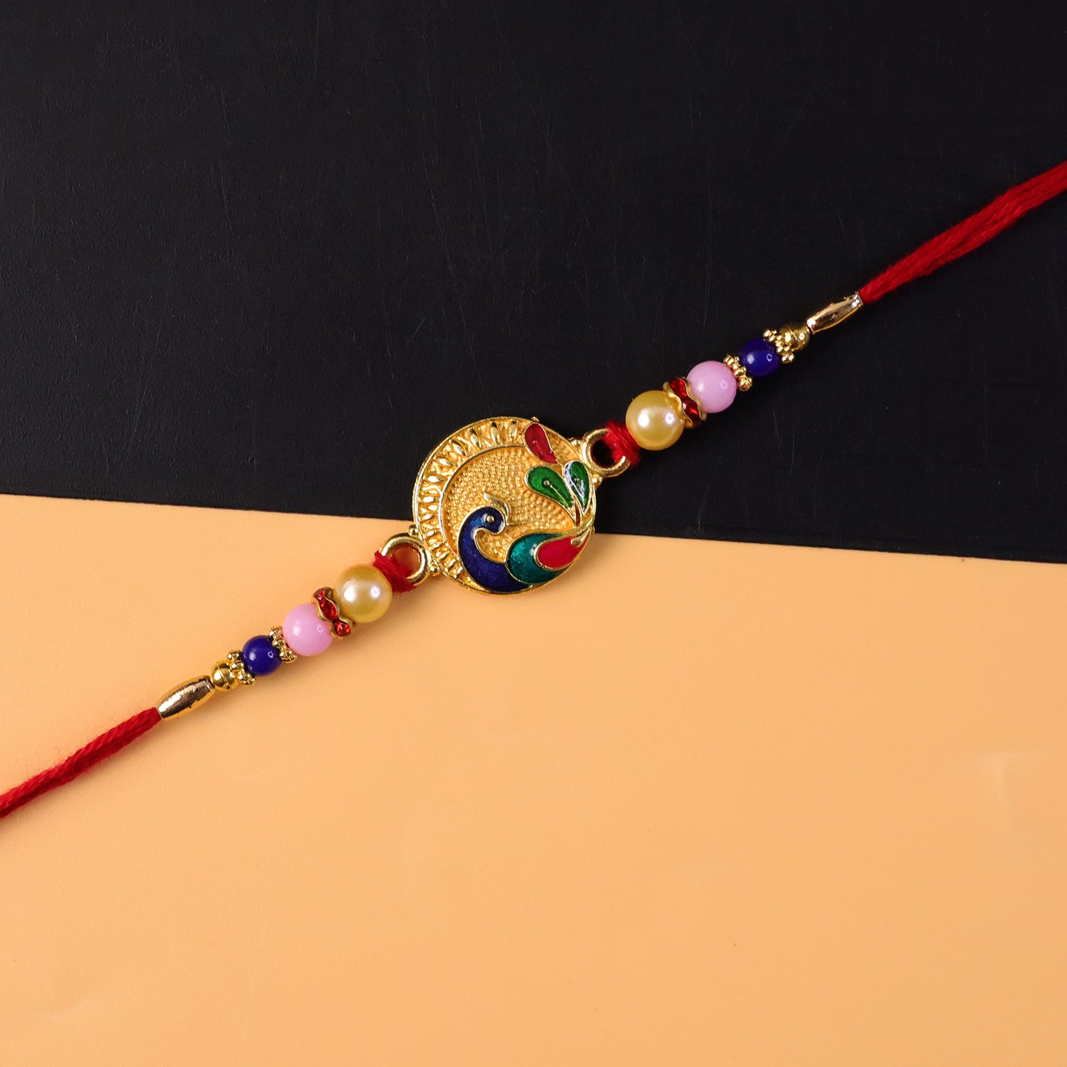 Festive peacock rakhi decorative elements