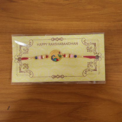 Live view of premium peacock motif rakhi