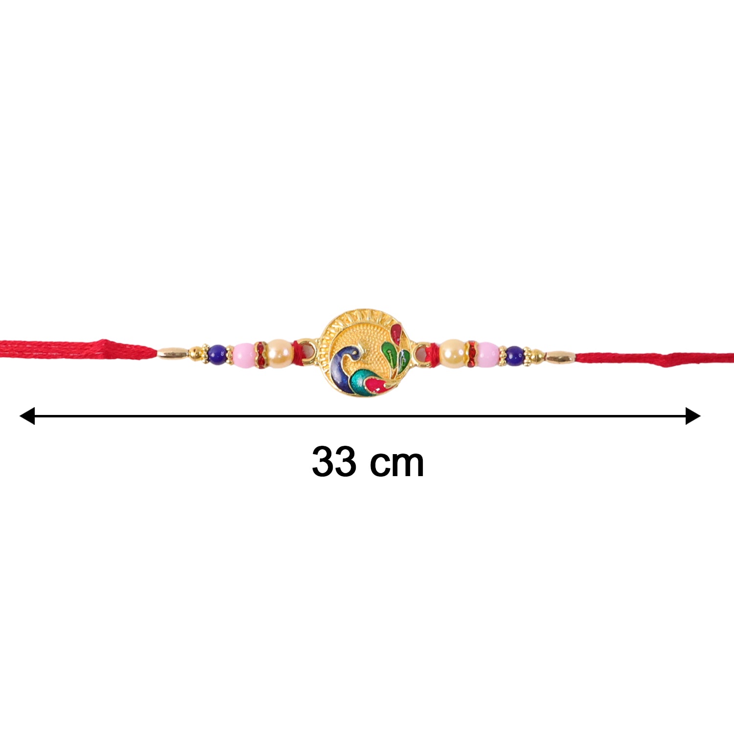 Rakhi size display for peacock motif design