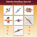 Raksha Bandhan Rakhi Set of 7 for Brother Kids Fancy Designs