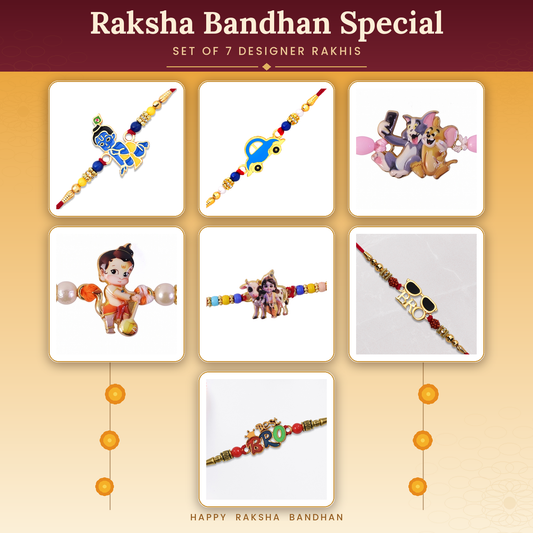 Raksha Bandhan Designer Rakhi Set of 7 for Brother | Kids & Fancy Rakhi