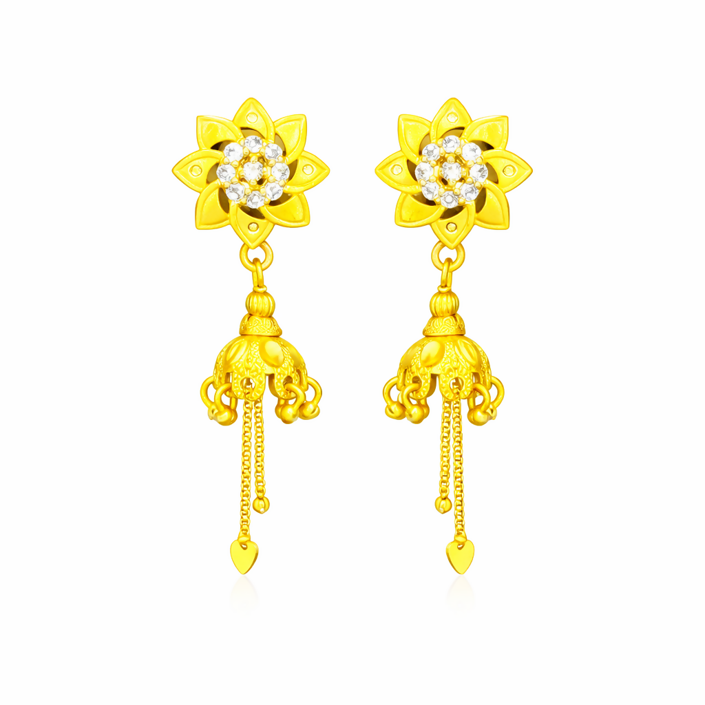 Designer Blossom Flower Jhumka Earrings