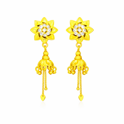 Designer Blossom Flower Jhumka Earrings
