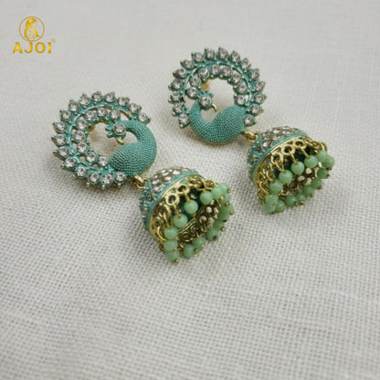 Jhumka dome with sparkling stones and golden filigree accents