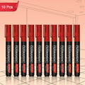 Refillable Red Permanent Marker Pens – Durable Bullet Tip, 10 Pack