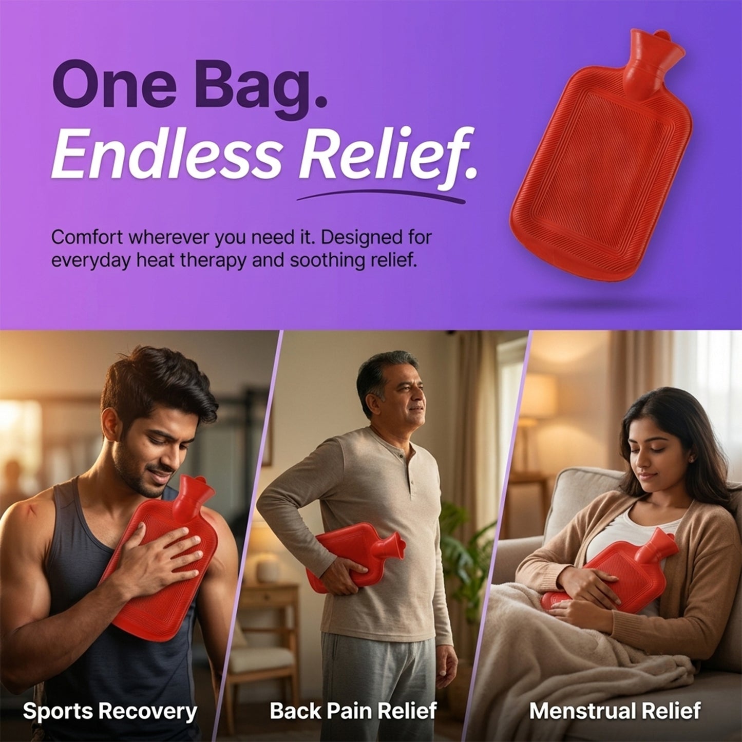 Big Size Hot Water Bag Rubber Bottle with Screw Cap for Warmth (1 Pc)