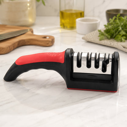 4 Stage Knife Sharpener Tool for Kitchen Knives with Non Slip Handle (1 Pc)
