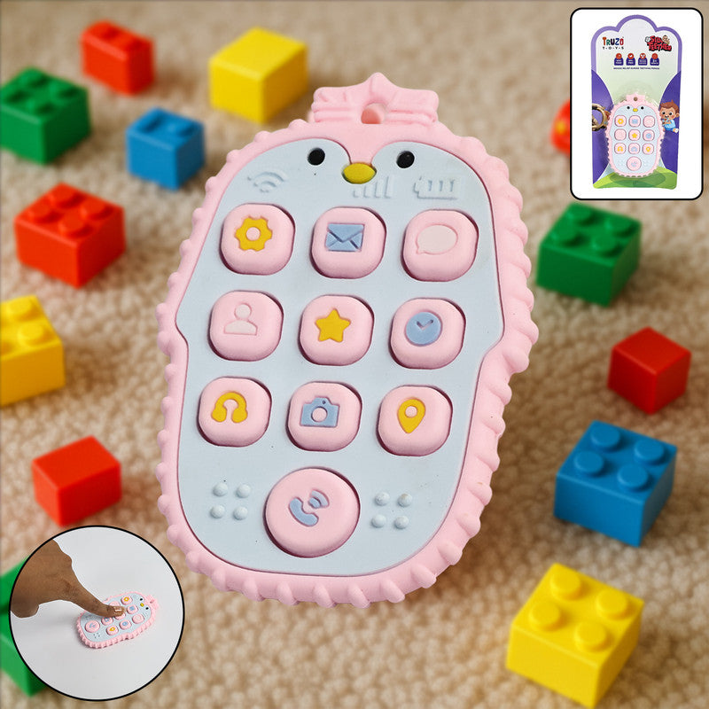 Baby Remote Shape Teether Toy Soft Silicone Learning Toy with Buttons for Sensory Play