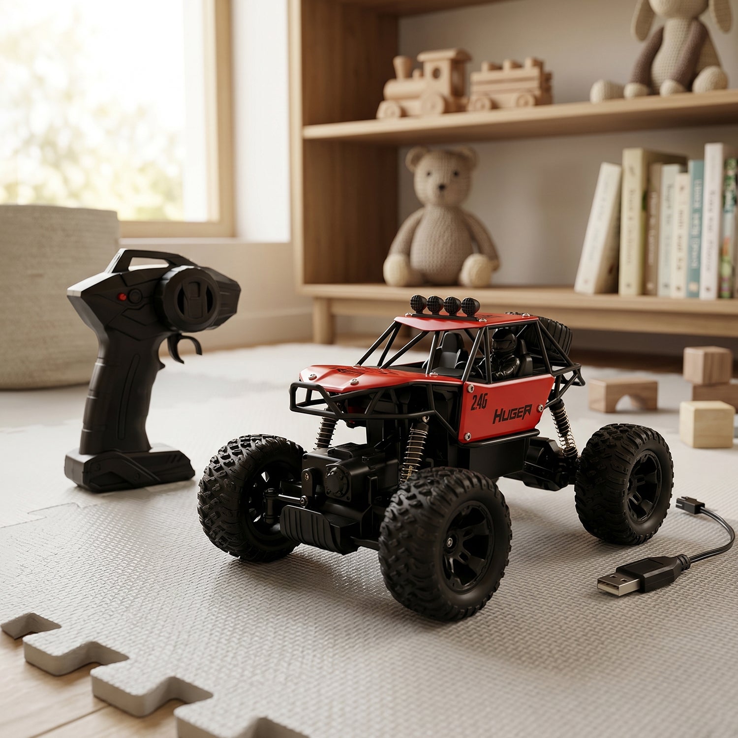 Rock Crawler Monster RC Truck on rough terrain