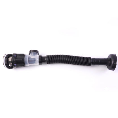 Flexible bathroom drain pipe in black color, fits most sinks