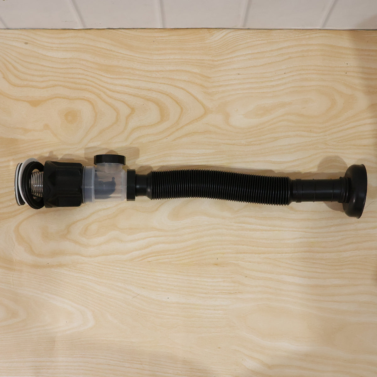 Complete flexible sink drain pipe set with bottle trap and waste