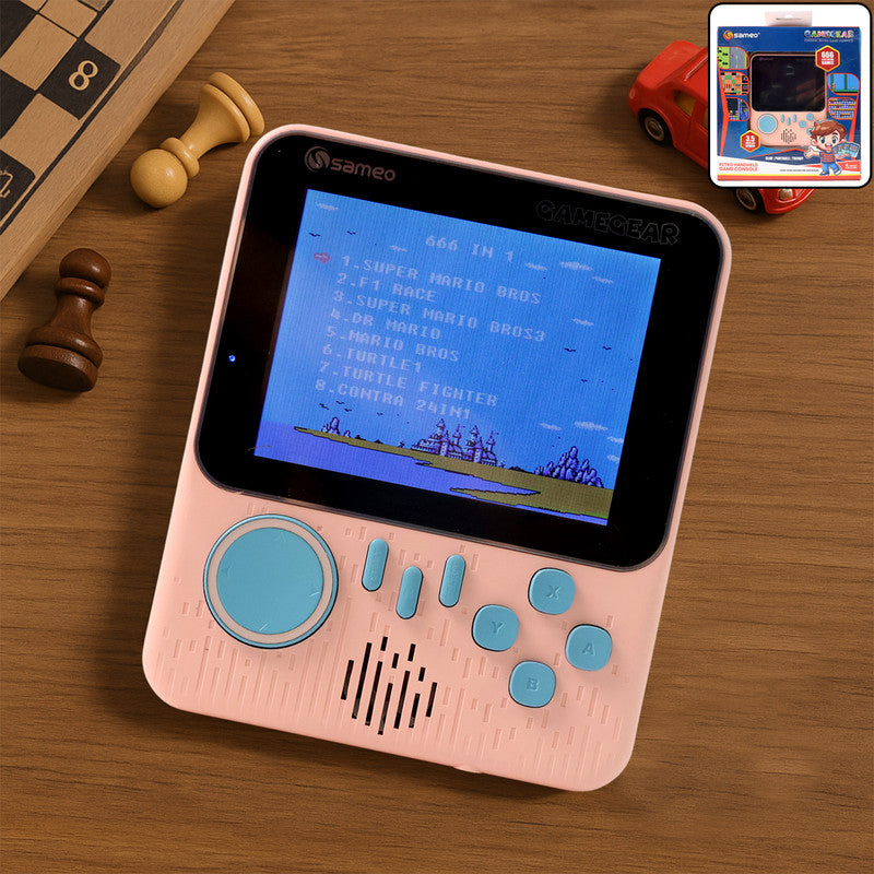 Sameo GameGear Retro Handheld Console with 666 Built-in Games – Portable Classic Gaming Device with Wide Screen and Easy Controls
