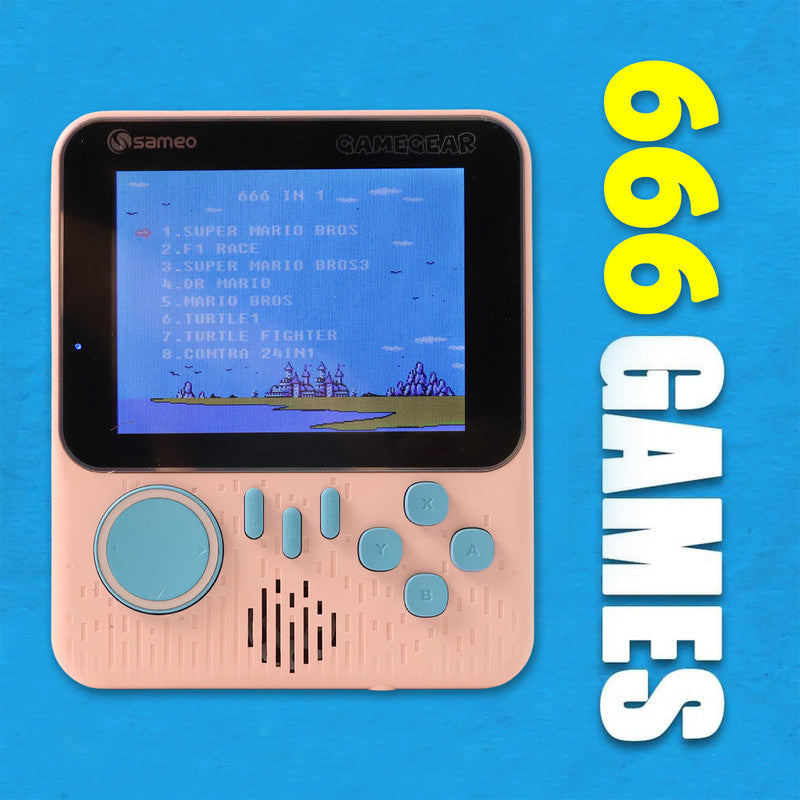 Sameo GameGear Retro Handheld Console with 666 Built-in Games – Portable Classic Gaming Device with Wide Screen and Easy Controls