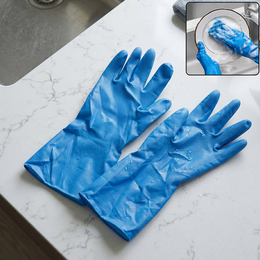 Large blue rubber cleaning gloves