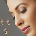 Gold Plated Ruby CZ Nose Cuff – Non-Pierced Elegant Clip-On