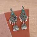 Peacock Jhumka Earrings – Premium Oxidised Silver Ethnic Design