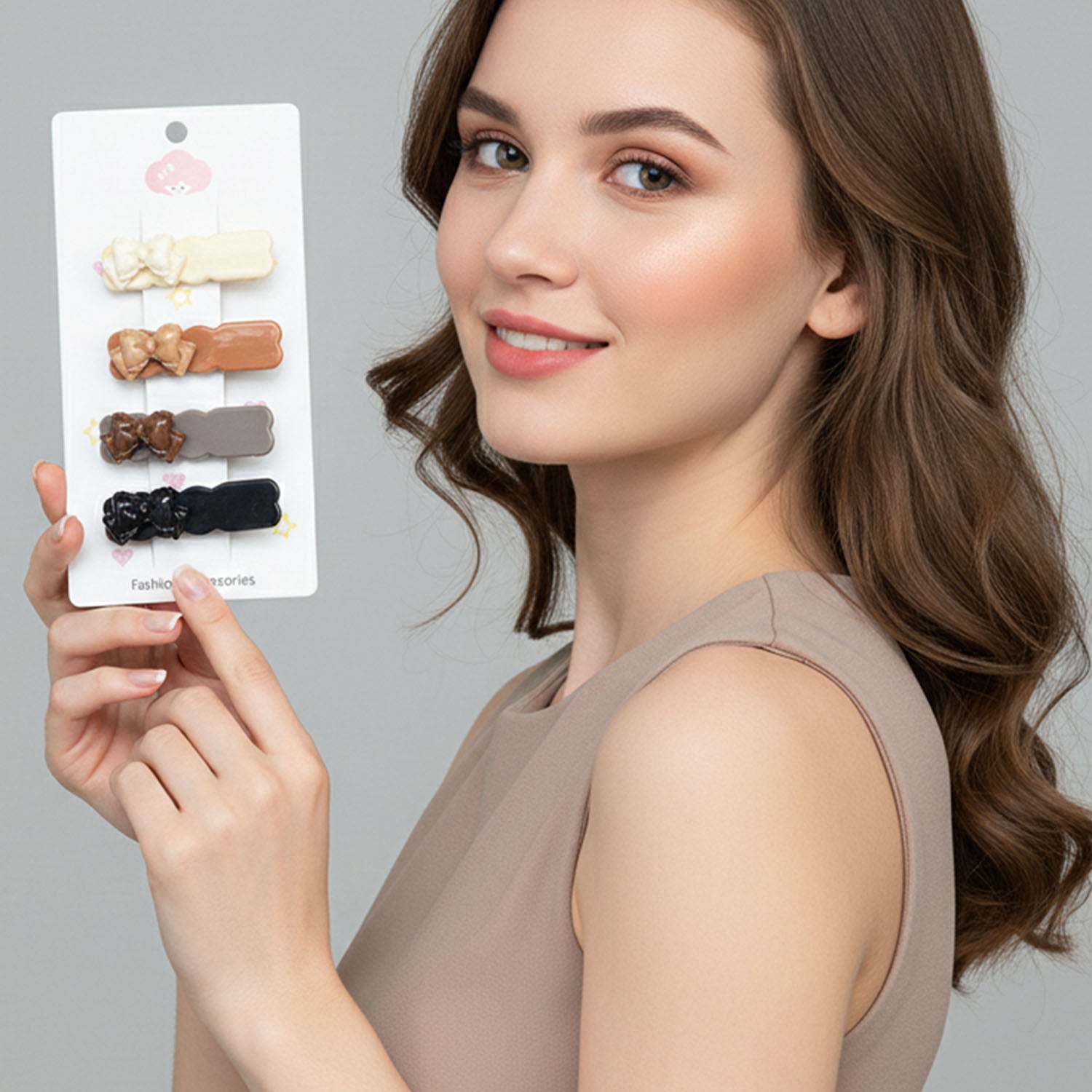 Elegant Bow Design Hair Clips Set (4 Pc)