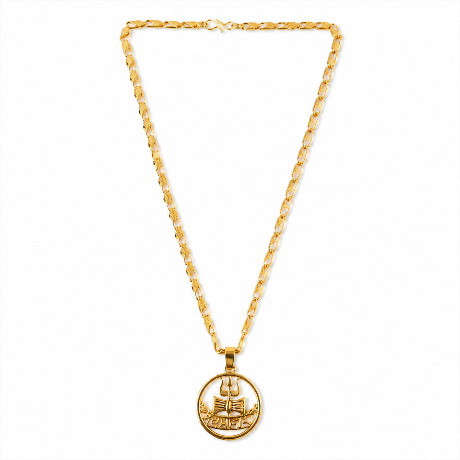 Divine Mahakal Trishul Damru pendant jewelry on a model
