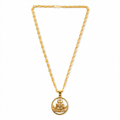 Divine Mahakal Trishul Damru pendant jewelry on a model