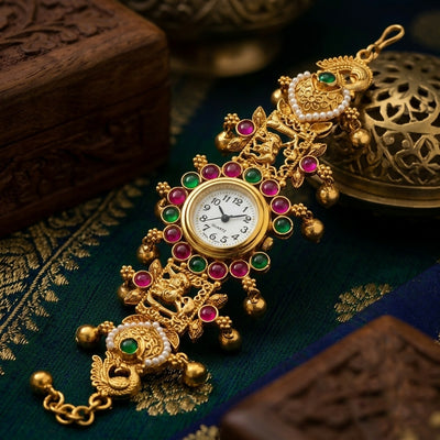 Designer Traditional Temple Jewelry Style Analog Watch Bracelet
