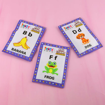 Truzo Edu Cards – Alphabet Learning Flash Cards for Kids with Pictures and Words