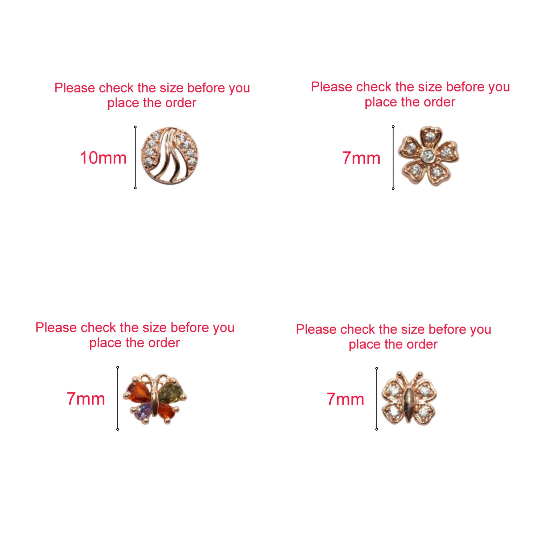 Sparkling Rose Gold Stud Earrings Set - Butterfly & Flower Designs for women and girls Combo Pack of 4