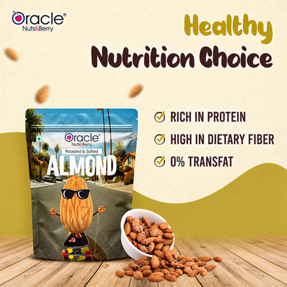 Roasted Salted Almonds Premium Crunchy Whole Badam Wholesome Everyday Snack (200g)