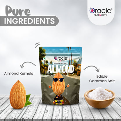 Roasted Salted Almonds Premium Crunchy Whole Badam Wholesome Everyday Snack (200g)