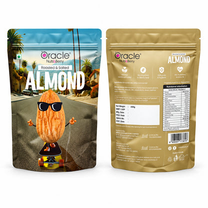 Roasted Salted Almonds Premium Crunchy Whole Badam Wholesome Everyday Snack (200g)