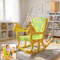 Kids Plastic Horse Rocking Chair, Baby Rocker Seat with Backrest (1 Pc)