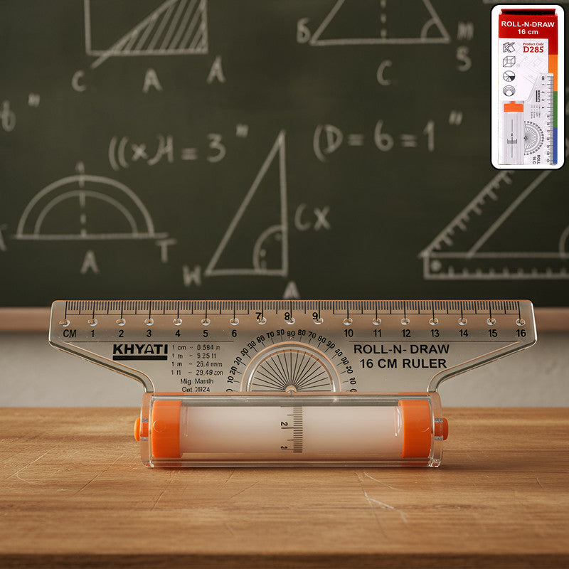 Roll-N-Draw 16 cm Precision Ruler with Rolling Mechanism for Perfect Circles & Smooth Lines
