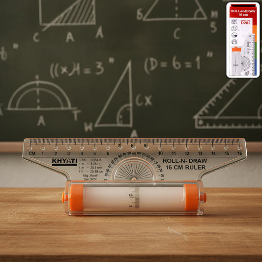 Roll-N-Draw 16 cm Precision Ruler with Rolling Mechanism for Perfect Circles & Smooth Lines