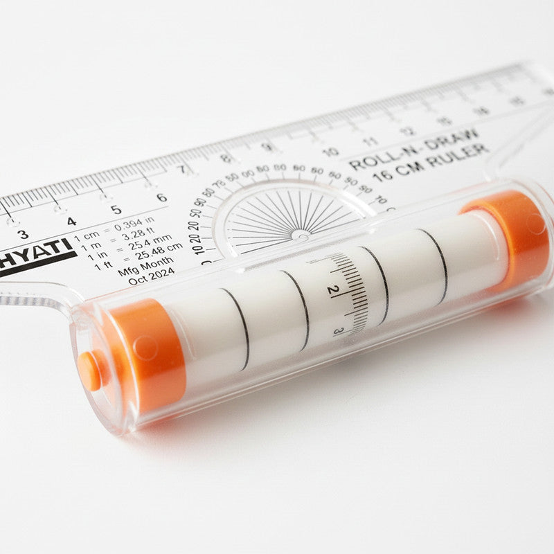 Roll-N-Draw 16 cm Precision Ruler with Rolling Mechanism for Perfect Circles & Smooth Lines