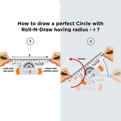 Roll-N-Draw 16 cm Precision Ruler with Rolling Mechanism for Perfect Circles & Smooth Lines