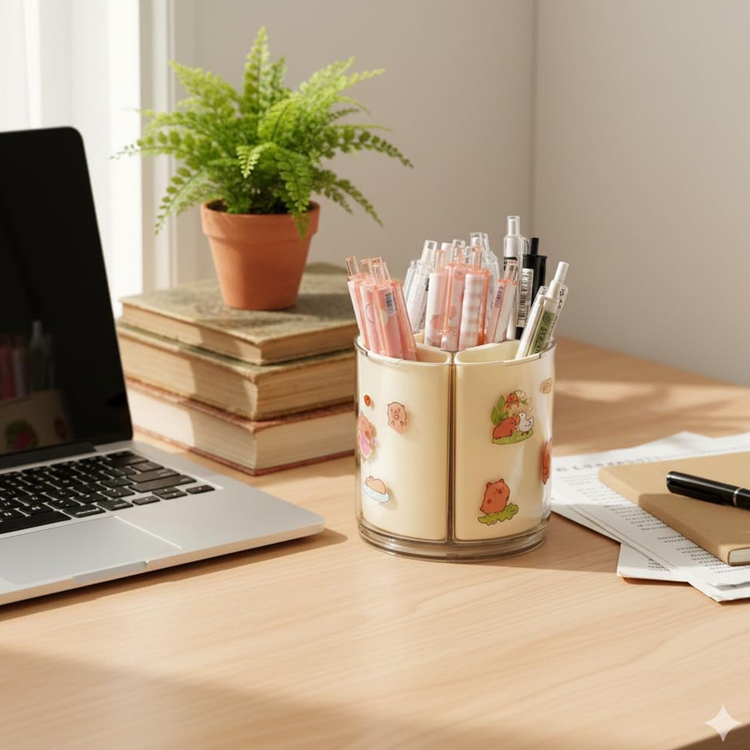 5 Compartment Rotating Pen Holder 360° Desk Organizer for Office Home (1 Pc)
