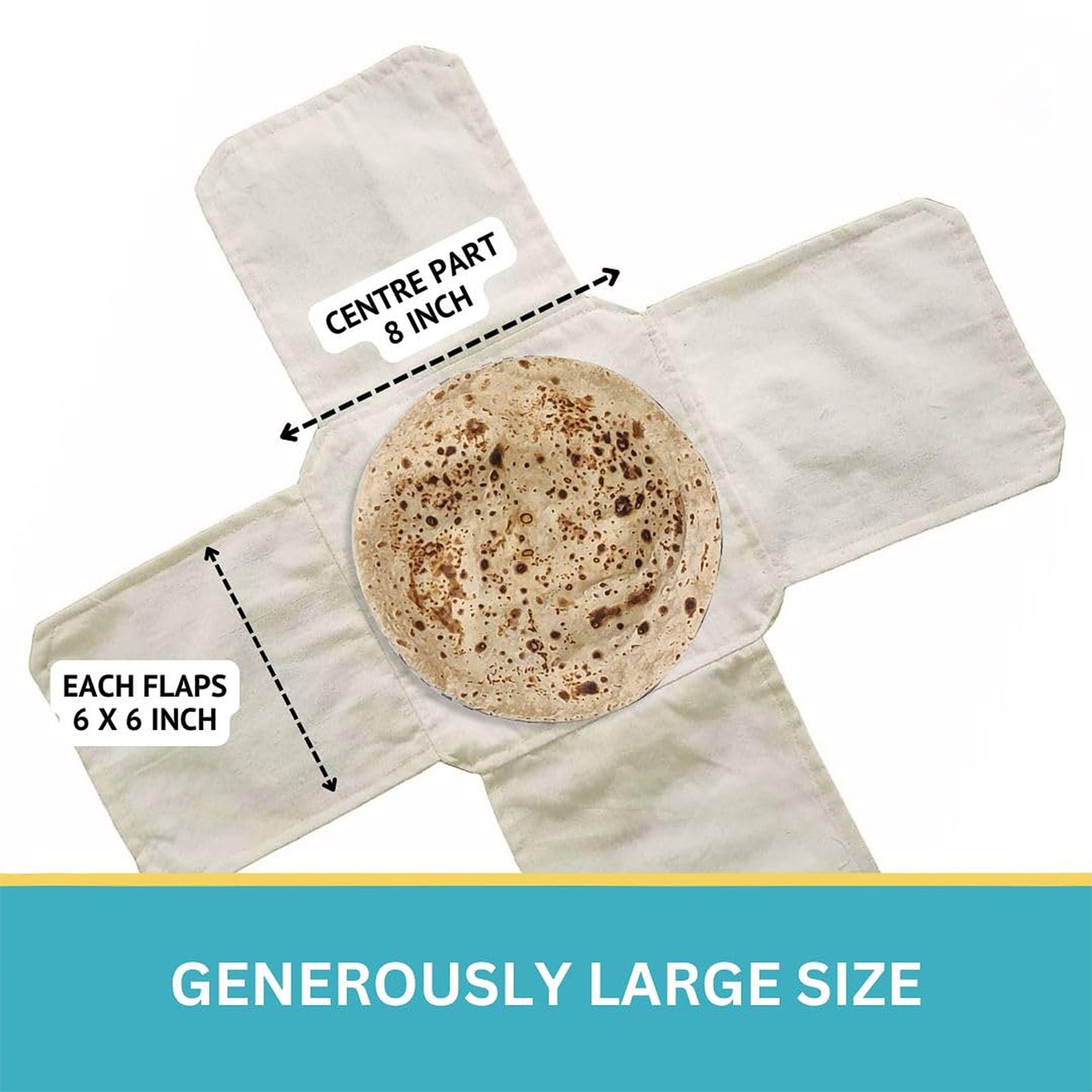 Pure Cotton Roti Mate Cloth, Round roti Cover (51 × 51 Cm, 1 Pc)