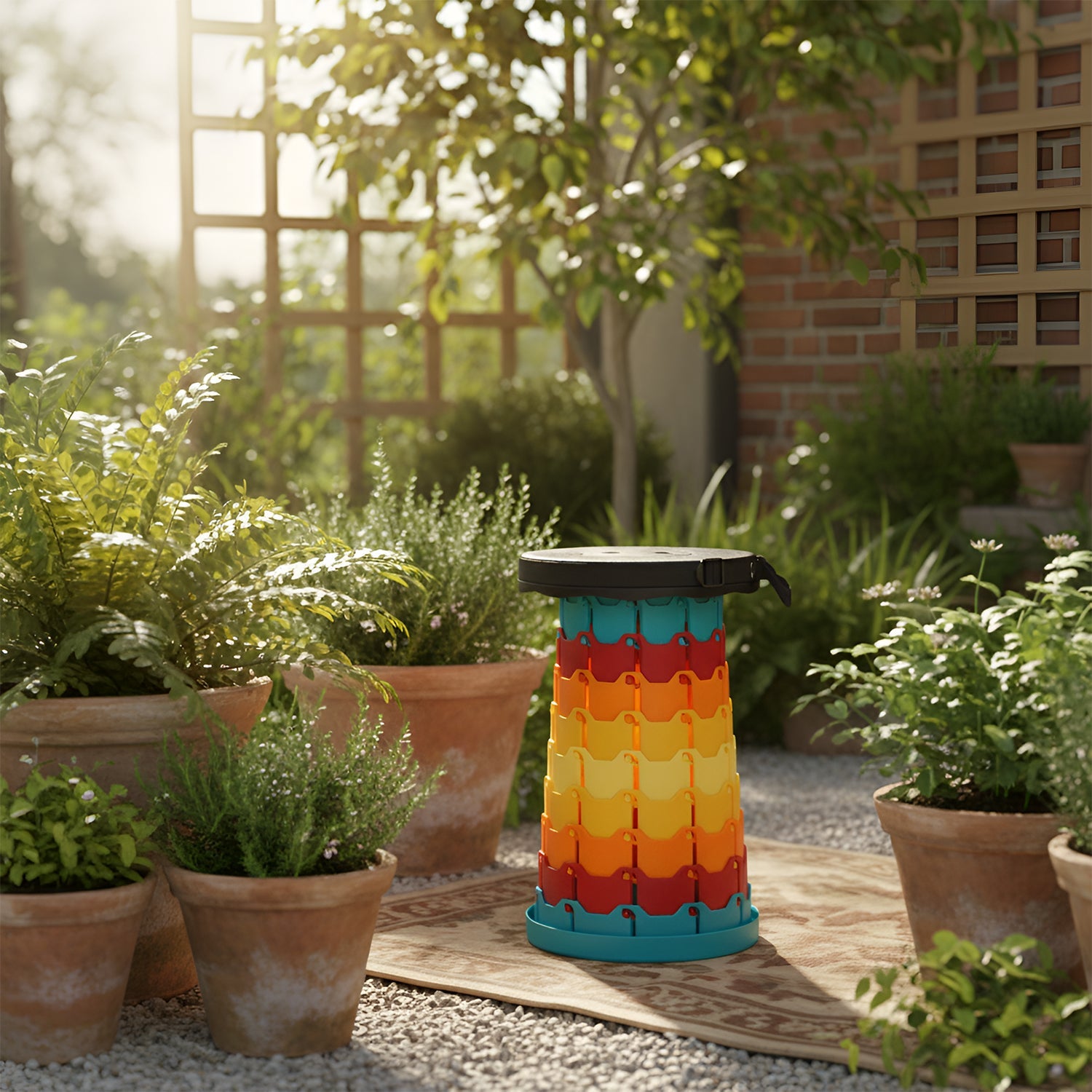 Collapsible Stool with Handle for Portable Seating (44x25.5 cm)