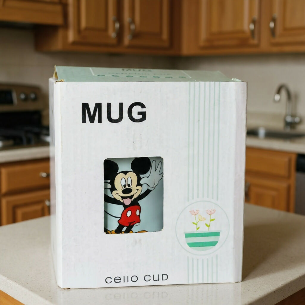 Cartoon Printed Ceramic Mug with Lid, Cute Coffee Tea Cup