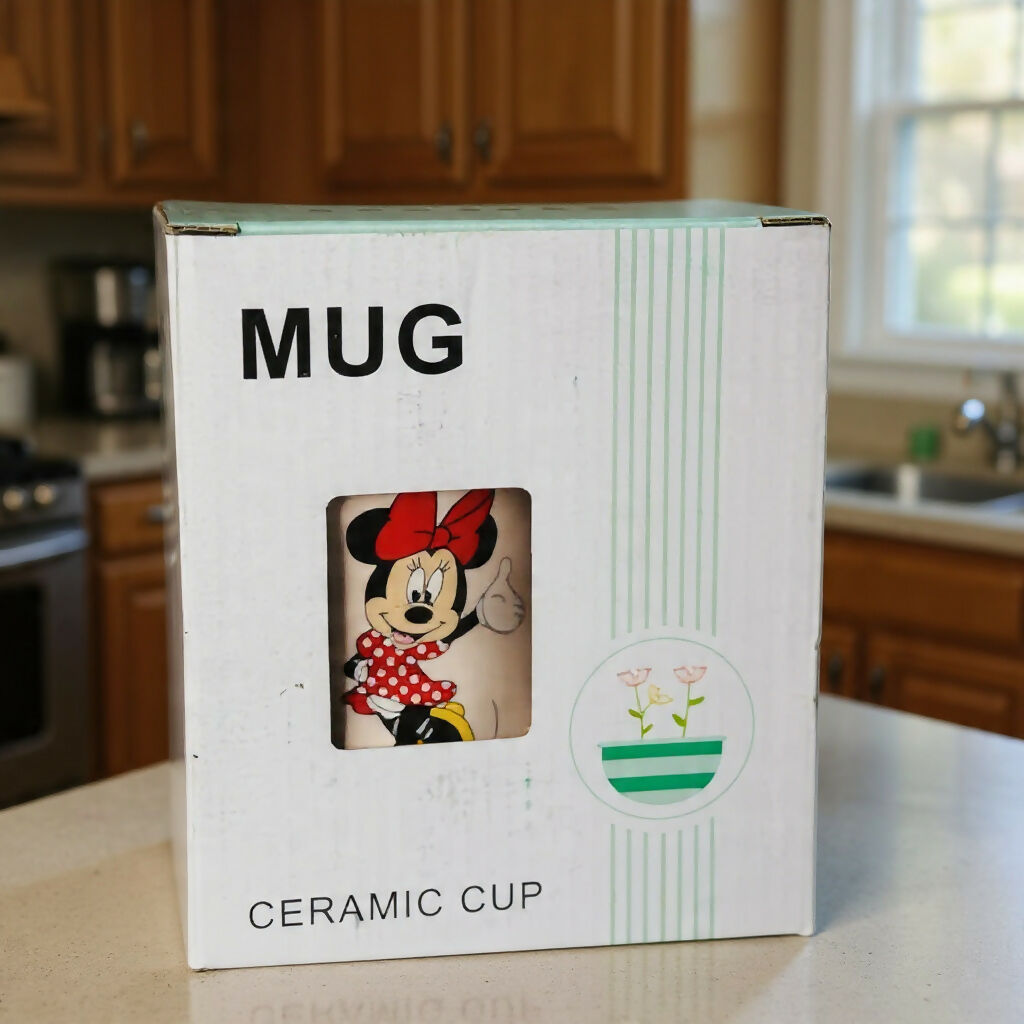 Cartoon Printed Ceramic Coffee Mug with Lid - Cute & Durable