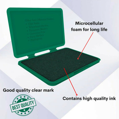 Premium Green Stamp Pad with High-Quality Ink & Microcellular Foam – (108 × 65 mm)